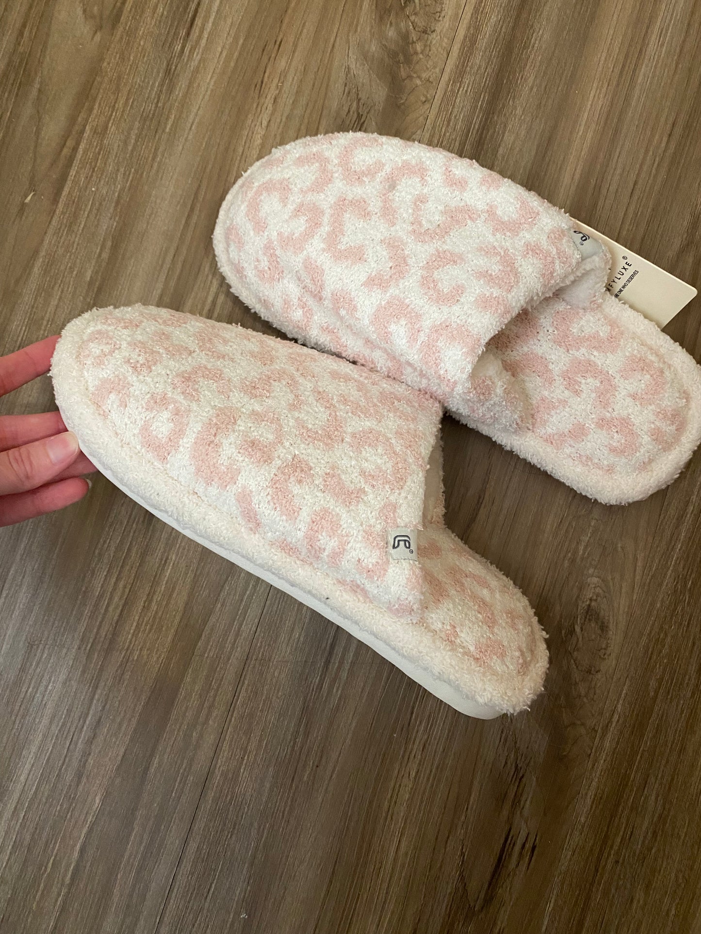 Pink Leopard Fuzzy Slippers