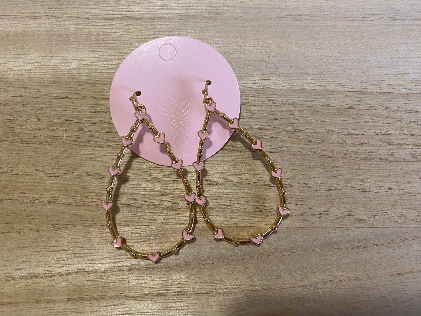 Heart-Studded Teardrop Dangle Earrings