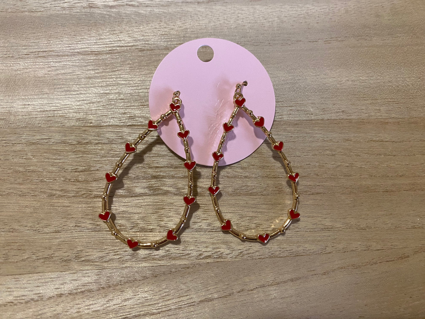 Heart-Studded Teardrop Dangle Earrings