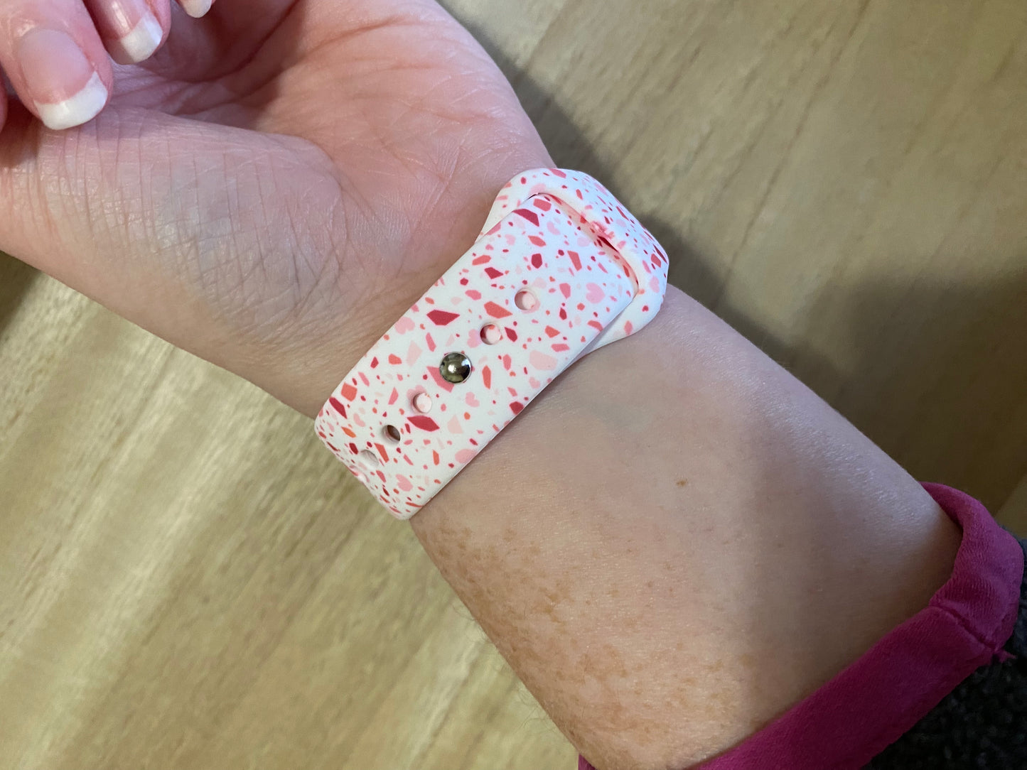 Terrazzo Heart Printed Silicone Smart Watch Band