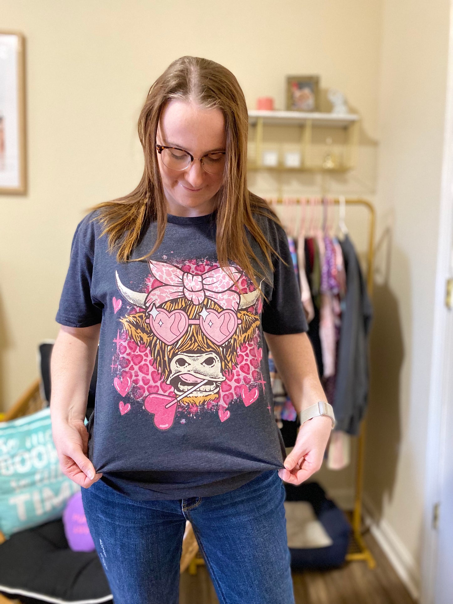 Valentine Highland Cow Tee