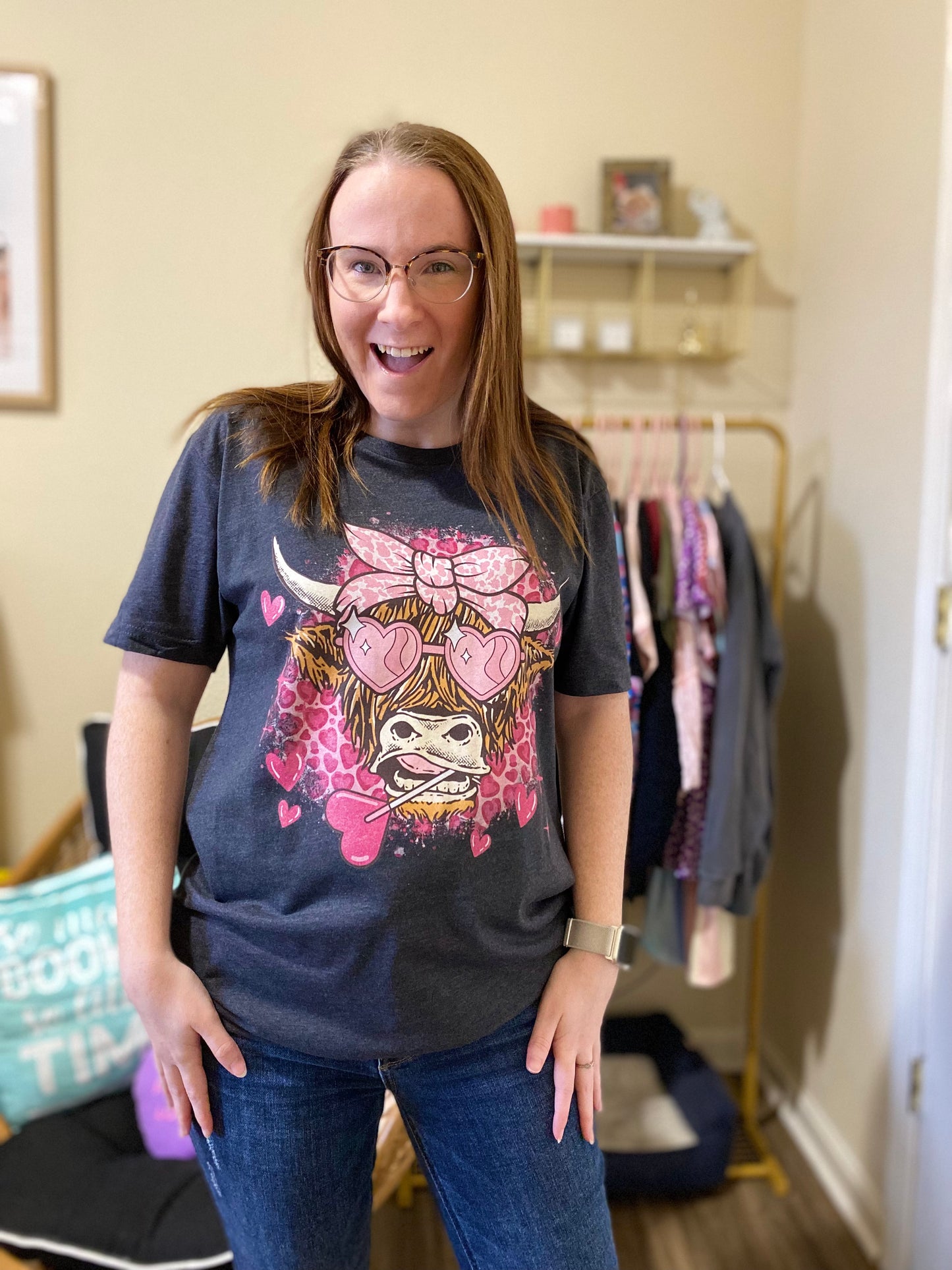 Valentine Highland Cow Tee