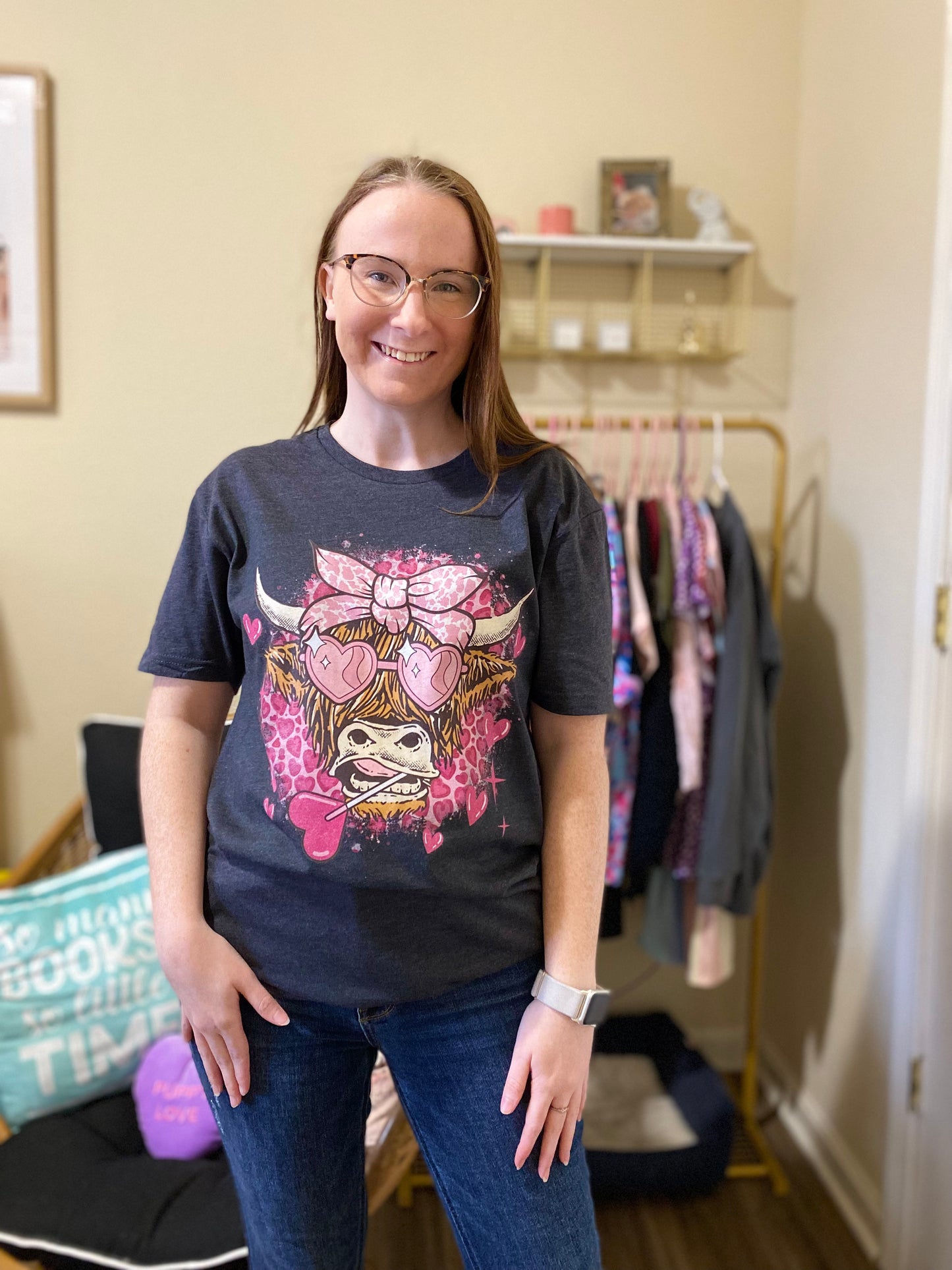Valentine Highland Cow Tee