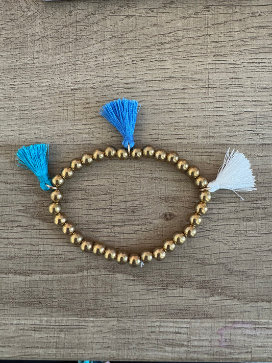 Gold/Blue Tassel Band